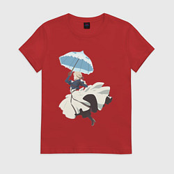 Футболка хлопковая женская Вайолет Эвергарден автозапоминающая кукла, цвет: красный