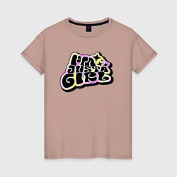 Футболка хлопковая женская Im just a girl, цвет: пыльно-розовый