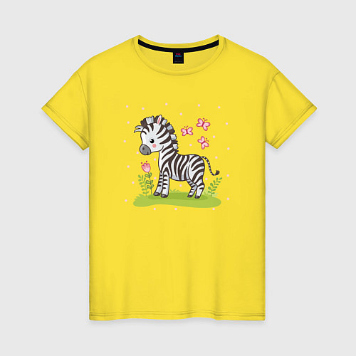 Женская футболка Зебра и бабочки / Желтый – фото 1