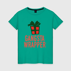 Футболка хлопковая женская Gangsta wrapper, цвет: зеленый