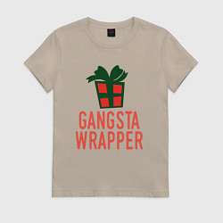 Футболка хлопковая женская Gangsta wrapper, цвет: миндальный