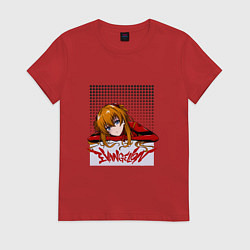 Футболка хлопковая женская Аска Евангелион, цвет: красный