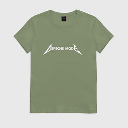Футболка хлопковая женская Depeche Mode - Metallica logo, цвет: авокадо