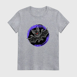 Футболка хлопковая женская Мультяшная летучая мышь, цвет: меланж