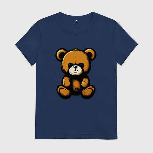 Женская футболка Тедди медведь / Тёмно-синий – фото 1