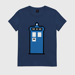 Футболка хлопковая женская Tardis pixels, цвет: тёмно-синий