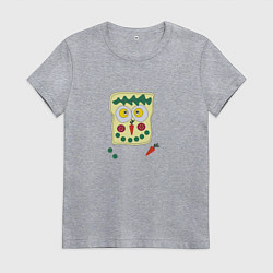 Футболка хлопковая женская Бутерброд веселый, цвет: меланж