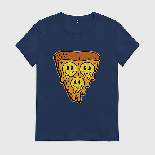 Женская футболка Happy nation pizza / Тёмно-синий – фото 1