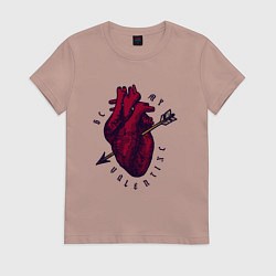 Футболка хлопковая женская Be my valentine, цвет: пыльно-розовый