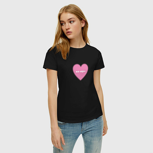 Женская футболка Розовое сердце все норм в стиле y2k / Черный – фото 3