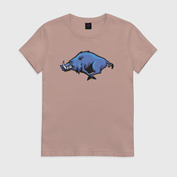 Футболка хлопковая женская Синий кабан, цвет: пыльно-розовый
