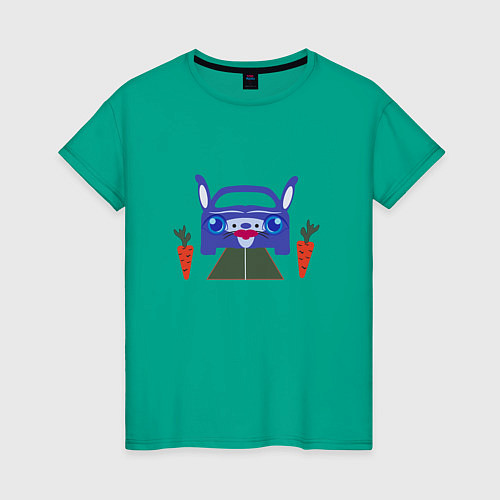 Женская футболка Кролик машина / Зеленый – фото 1