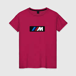 Футболка хлопковая женская BMW logo sport steel, цвет: маджента