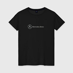 Футболка хлопковая женская Mercedes benz logo grey, цвет: черный