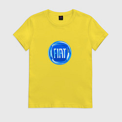 Футболка хлопковая женская FIAT logo blue, цвет: желтый