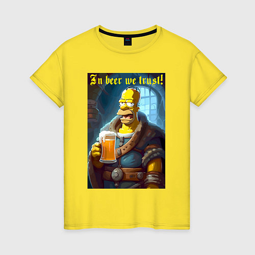 Женская футболка In beer we trust - motto / Желтый – фото 1