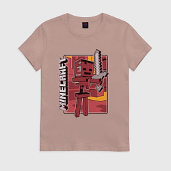 Футболка хлопковая женская Minecraft the game of gamers, цвет: пыльно-розовый