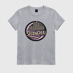 Футболка хлопковая женская Город Шанхай, цвет: меланж