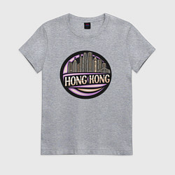 Футболка хлопковая женская Район Гонконг, цвет: меланж