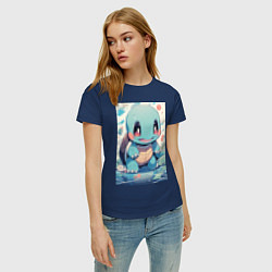 Футболка хлопковая женская Покемон Сквиртл, цвет: тёмно-синий — фото 2