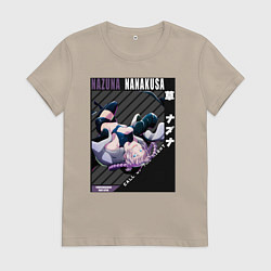 Футболка хлопковая женская Песнь ночных сов Надзуна Нанакуса вампирша, цвет: миндальный
