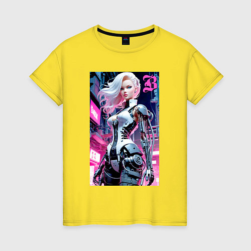 Женская футболка Pretty Barbie blond - cyberpunk ai art / Желтый – фото 1