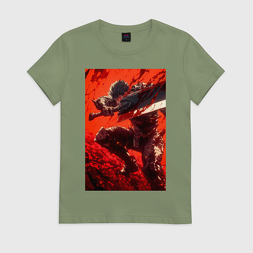 Женская футболка Берсерк Гатс Чёрный мечник проклятый / Авокадо – фото 1