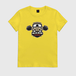 Футболка хлопковая женская Hard work, цвет: желтый