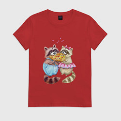 Женская футболка Пицца и енотики