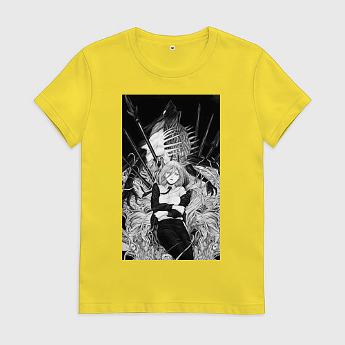 Женская футболка Человек-бензопила Пауэр Охотница на демонов / Желтый – фото 1
