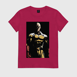 Футболка хлопковая женская Ванпанчмен Сайтама супергерой, цвет: маджента
