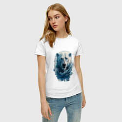 Футболка хлопковая женская Мишка на севере, цвет: белый — фото 2