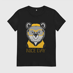 Футболка хлопковая женская Nice day, цвет: черный