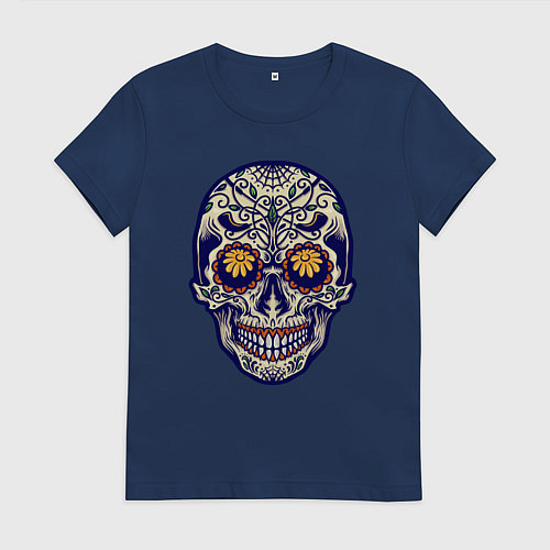 Женская футболка Расписной черепок / Тёмно-синий – фото 1