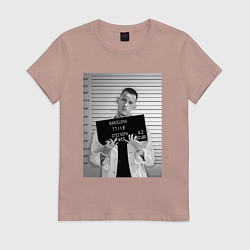 Футболка хлопковая женская Кизару арестован, цвет: пыльно-розовый