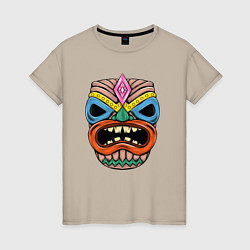 Футболка хлопковая женская Маска Тики, цвет: миндальный