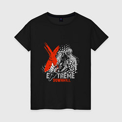 Футболка хлопковая женская Велоспорт экстрим, цвет: черный