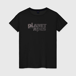 Футболка хлопковая женская Planet of the apes logo, цвет: черный