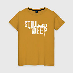 Футболка хлопковая женская Still wakes the deep logo, цвет: горчичный