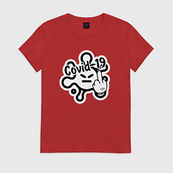 Футболка хлопковая женская Вирус covid-19, цвет: красный