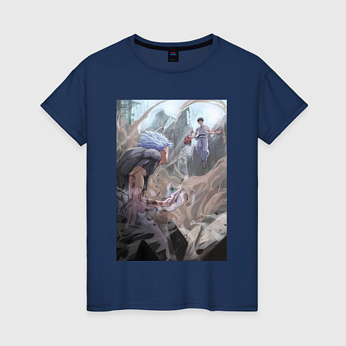 Женская футболка Магическая битва Сатору Годзё Сукуна Рёмэн / Тёмно-синий – фото 1