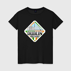 Футболка хлопковая женская Ireland Dublin, цвет: черный