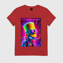 Футболка хлопковая женская Cyber Bart - neon glow fantasy, цвет: красный