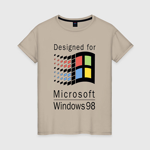Женская футболка Разработанный для windows 98 / Миндальный – фото 1