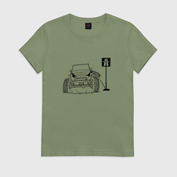 Футболка хлопковая женская Джипу все равно где ехать, цвет: авокадо