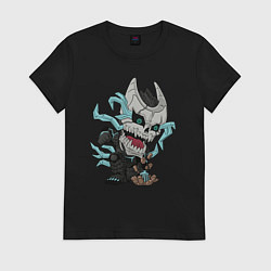 Футболка хлопковая женская Кафка Хибино чиби Кайдзю номер 8, цвет: черный