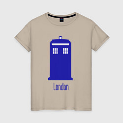 Футболка хлопковая женская Tardis - London, цвет: миндальный