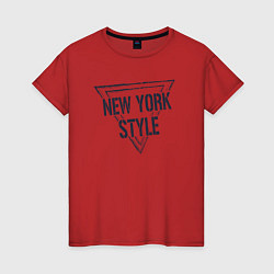 Футболка хлопковая женская USA - New York, цвет: красный