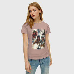 Футболка хлопковая женская Мотокросс -акварель, цвет: пыльно-розовый — фото 2