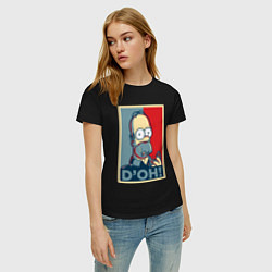 Футболка хлопковая женская Homer with donut, цвет: черный — фото 2